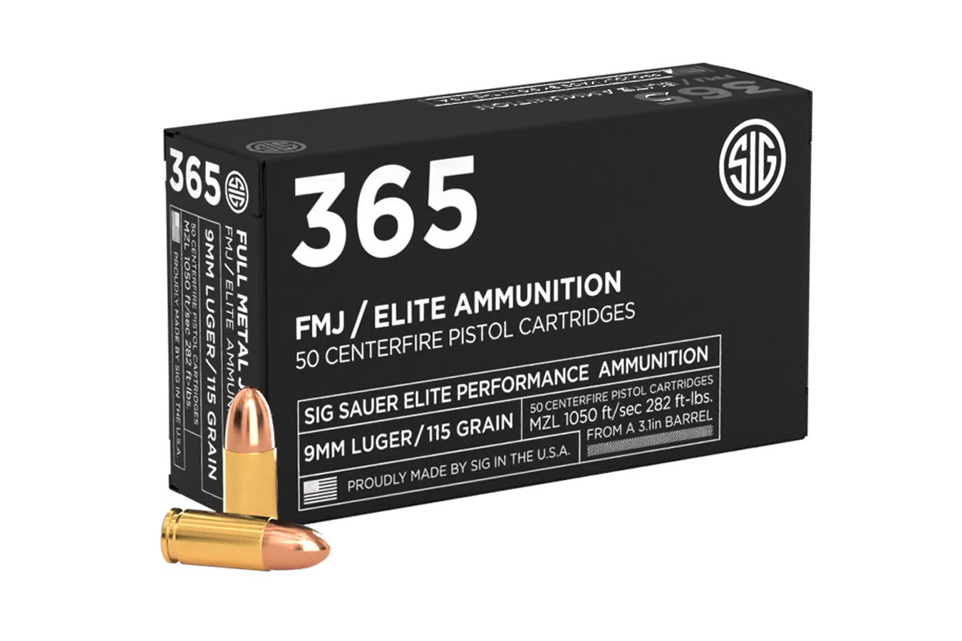 Sig Sauer 9mm 115 gr FMJ Elite 365 Ammo 50/Box